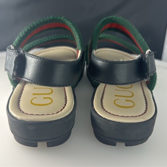 Authentic Gucci luxury designer signature web canvas & leather sandals sz 1 - Picture 9 of 16